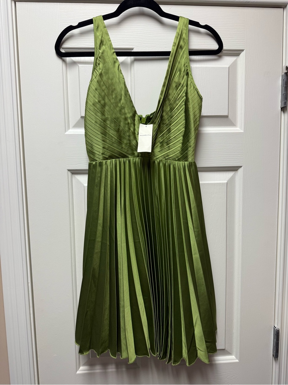 Abercrombie & Fitch Olive Green Pleated Mini Dress